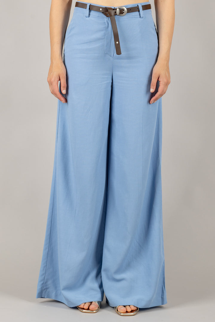 TENSIONE IN - 25P7702 - PANTALONE PALAZZO CON CINTA