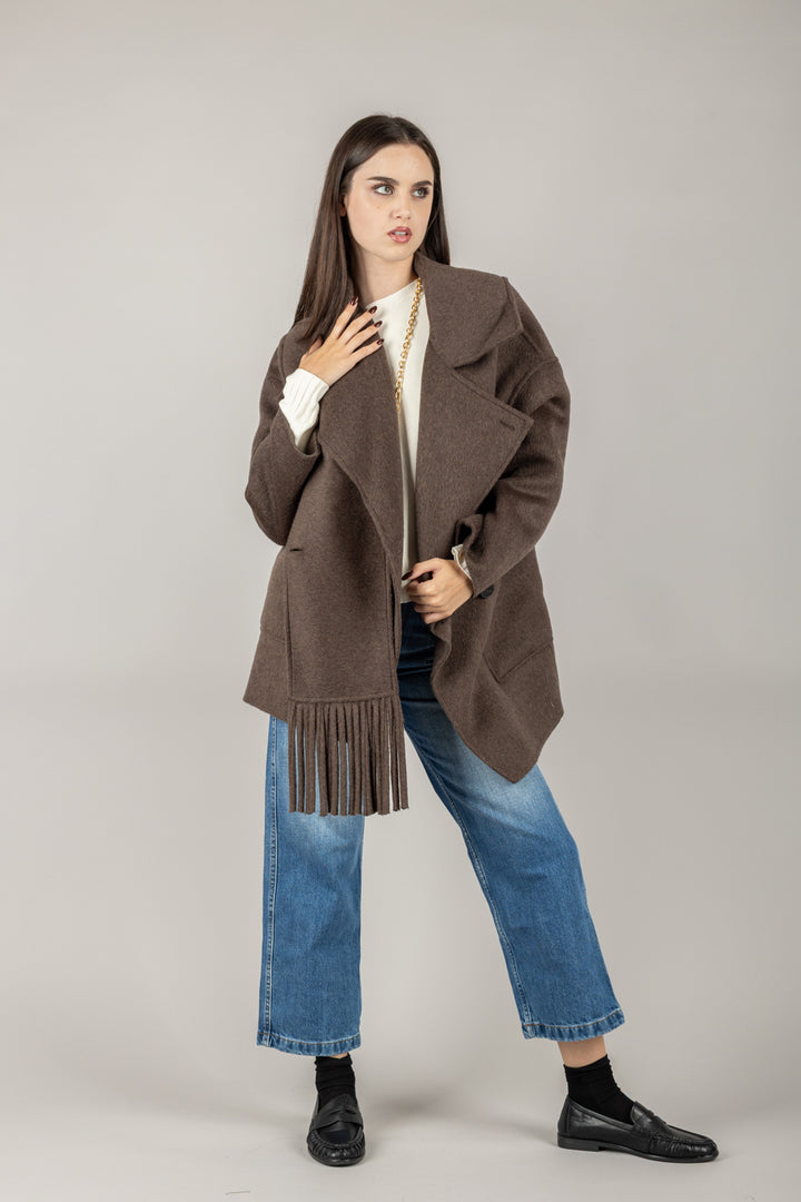 VICOLO - TF0025 - CAPPOTTO BOTTONE DECENTRATO SFRANGIATO