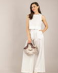 TENSIONE IN - 26P4835 - PANTALONE PALAZZO IN COTONE WHITE