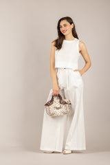 TENSIONE IN - 26P4835 - PANTALONE PALAZZO IN COTONE WHITE