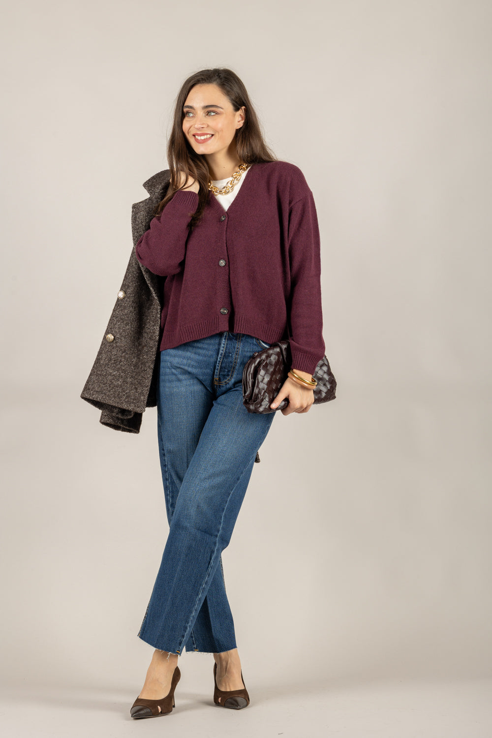 TENSIONE IN - D80926 - CARDIGAN TRE BOTTONI