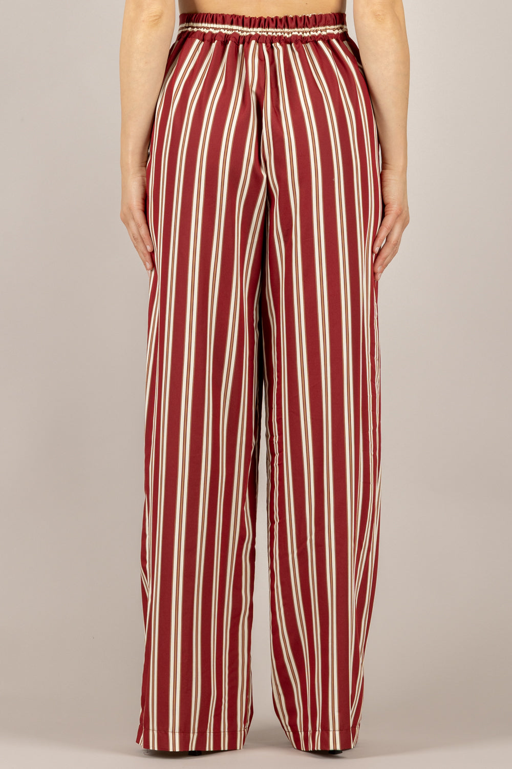 DIXIE - PDHS1SU - PANTALONE A RIGHE GAMBA DRITTA BORDEAUX