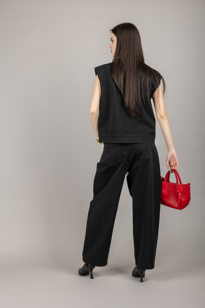 VICOLO - TD1490 - PANTALONE CARROT CON CINTA FINA