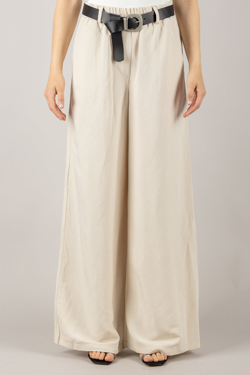 TENSIONE IN - 25P7583 - PANTALONE PALAZZO CON ELASTICO E CINTA