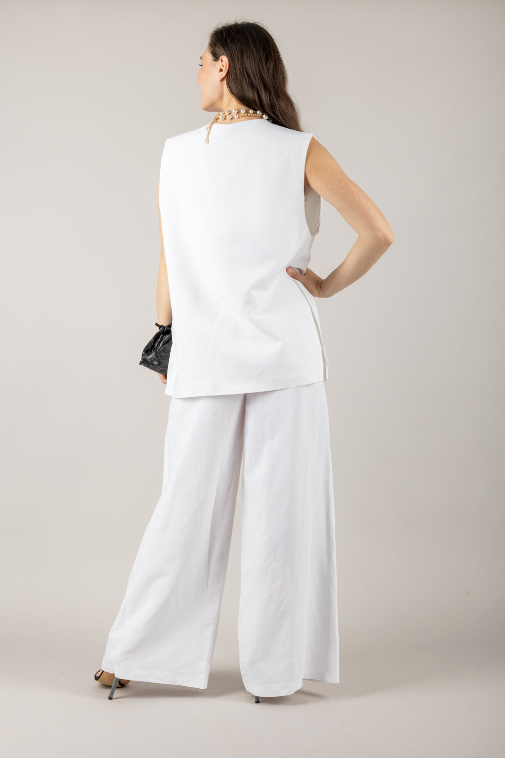 TENSIONE IN - 25P7583 - PANTALONE PALAZZO CON ELASTICO E CINTA