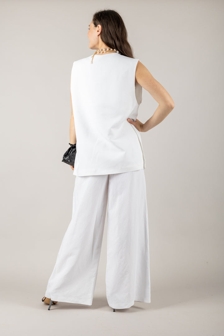 TENSIONE IN - 25P7583 - PANTALONE PALAZZO CON ELASTICO E CINTA