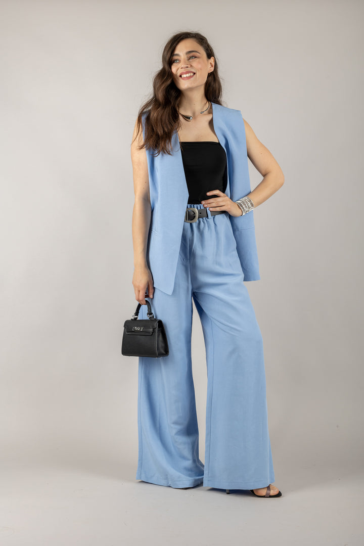 TENSIONE IN - 25P7583 - PANTALONE PALAZZO CON ELASTICO E CINTA