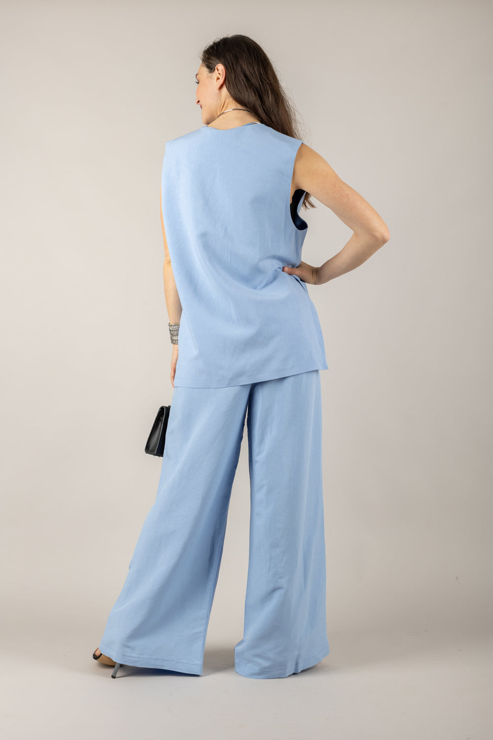 TENSIONE IN - 25P7583 - PANTALONE PALAZZO CON ELASTICO E CINTA