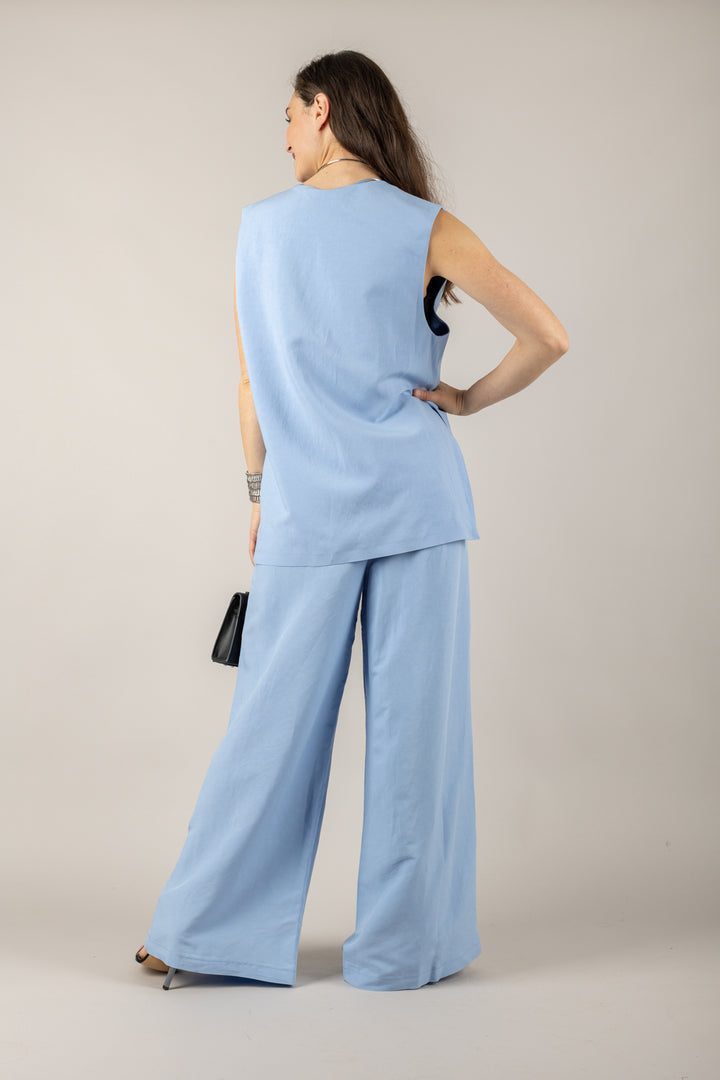 TENSIONE IN - 25P7583 - PANTALONE PALAZZO CON ELASTICO E CINTA