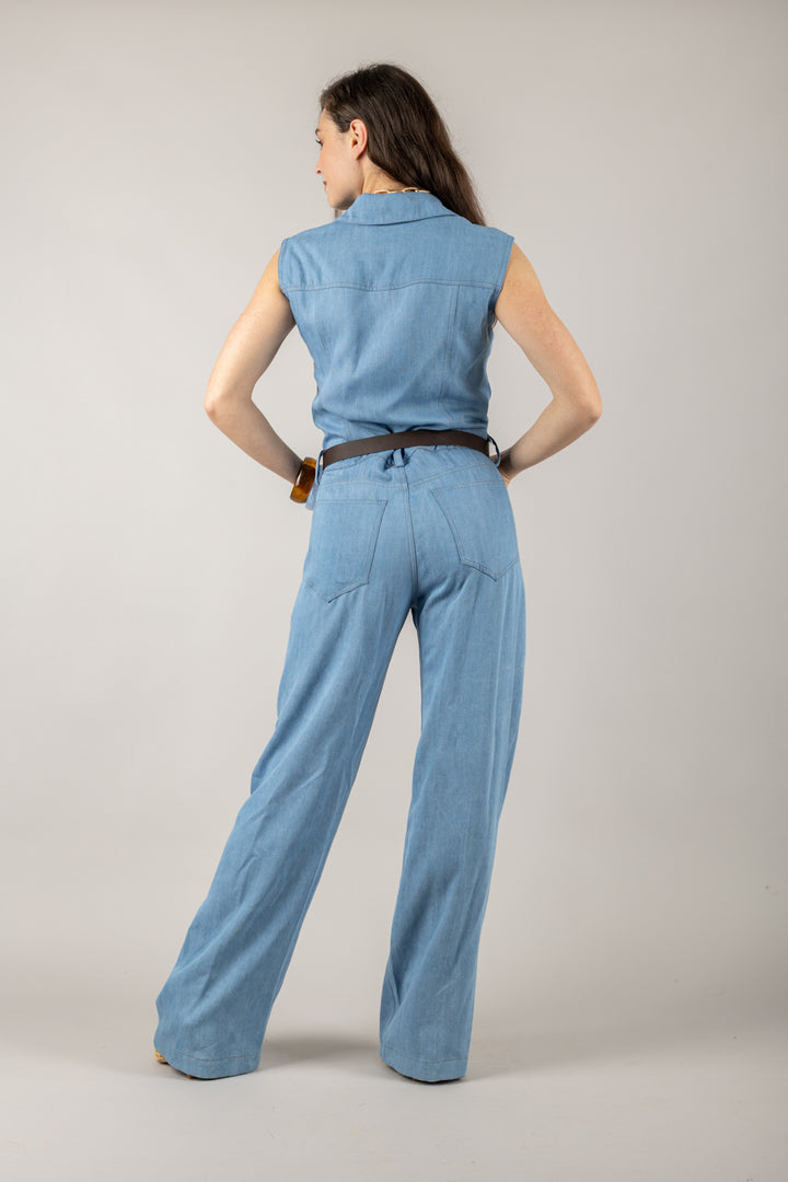 TENSIONE IN - S25U915 - TUTA JEANS CON CINTA