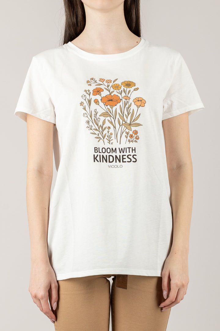 VICOLO - RD0883 - T-SHIRT BLOOM WITH KINDNESS