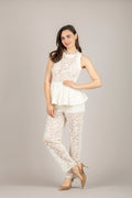 TENSIONE IN - WK1386 - PANTALONE GAMBA DRITTA IN PIZZO BIANCO SETA