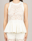 TENSIONE IN - WK1350 - TOP PEPLUM IN PIZZO BIANCO SETA
