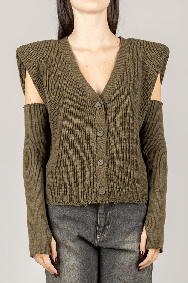 HAVEONE - LFP-P015 - GILET CARDIGAN CON MANICOTTI