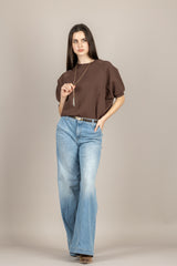 VICOLO - 2AB2028 - MAGLIA MORO MANICA PALLONCINO A 3/4