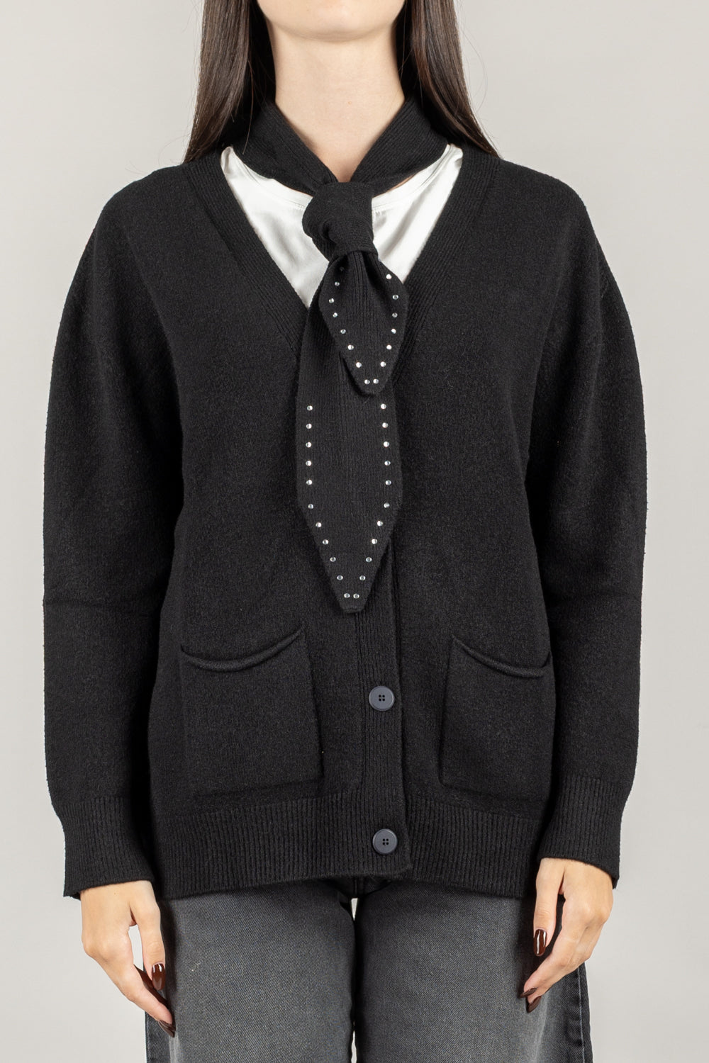 DIXIE - M103Y074A - CARDIGAN con cravatta strass