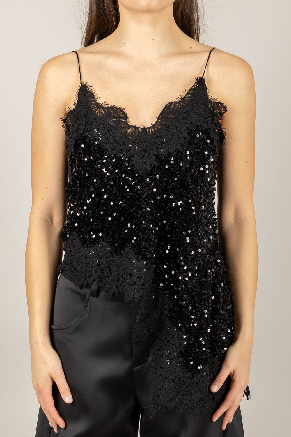 TENSIONE IN - W25TC78 - TOP ASIMMETRICO CINIGLIA PAILLETTES