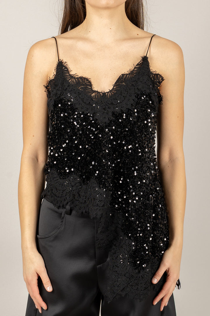 TENSIONE IN - W25TC78 - TOP ASIMMETRICO CINIGLIA PAILLETTES