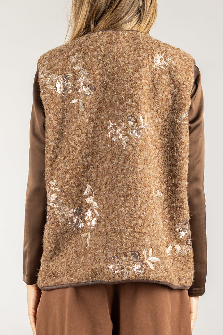VICOLO - TF1061 - GILET IN PANNO CON DETTAGLI