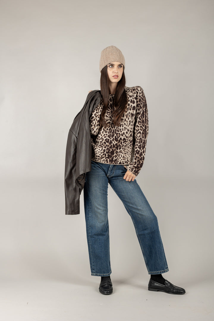 STORY - MAGLIA GIROCOLLO ANIMALIER