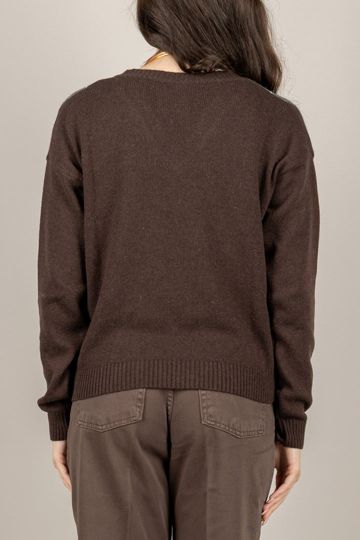 TENSIONE IN - D82036 - MAGLIA A ROMBI SCOLLO A V