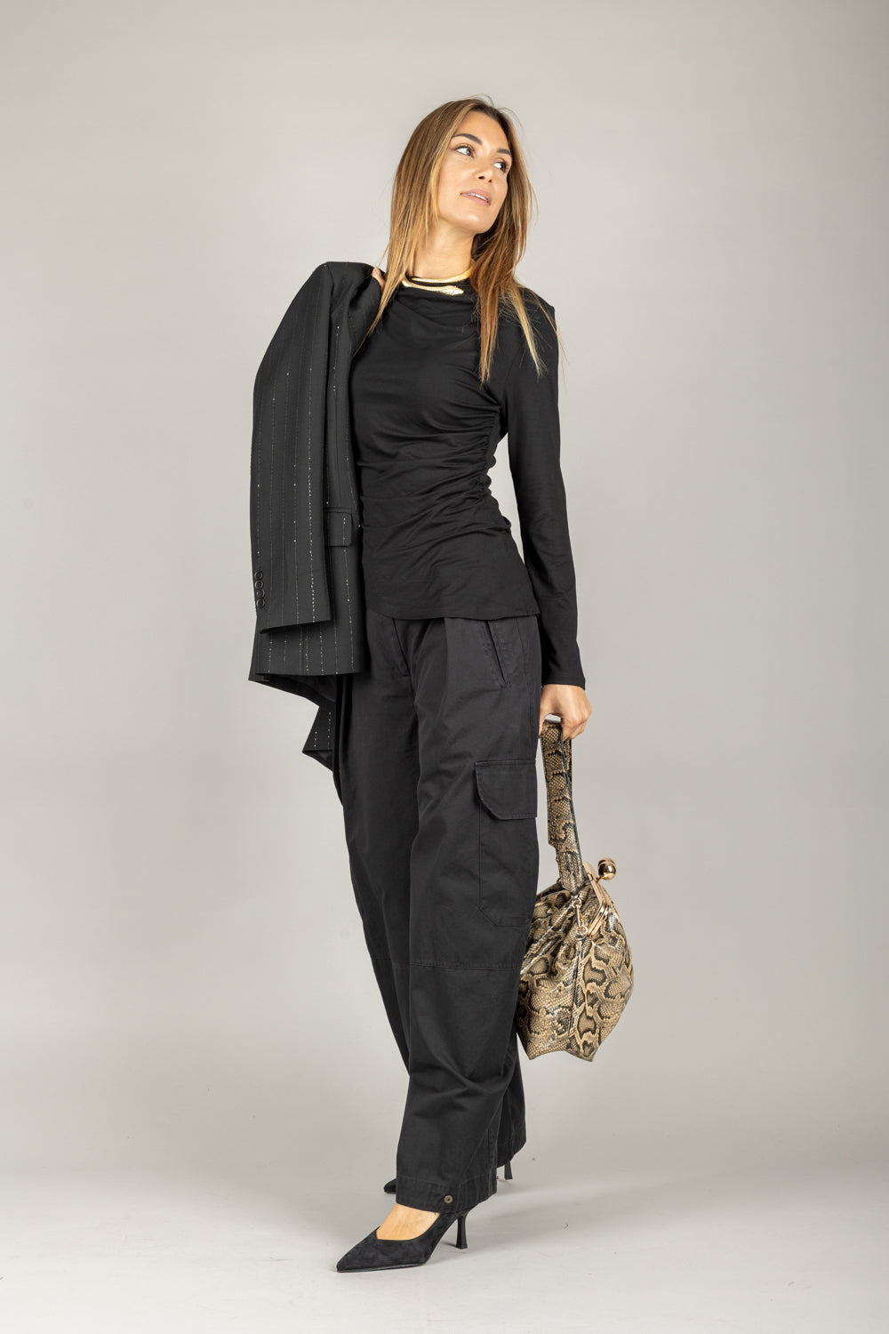 TENSIONE IN - 37586 - PANTALONE CARGO CON PINCES