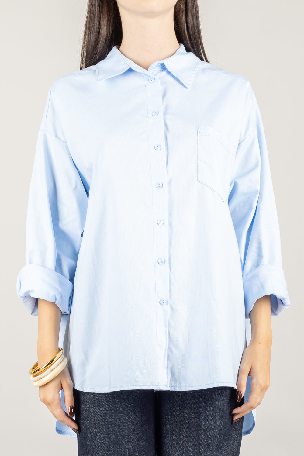 TENSIONE IN - W25C189 - CAMICIA OXFORD OVER CON TASCHINO