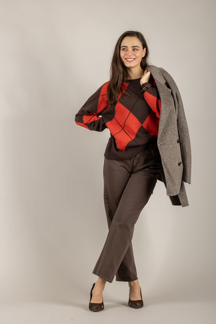 VICOLO - 77306F - MAGLIA CON ROMBI BICOLOR