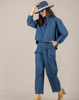 TENSIONE IN - 26C5037 - BLUSA CHAMBRAY BLU