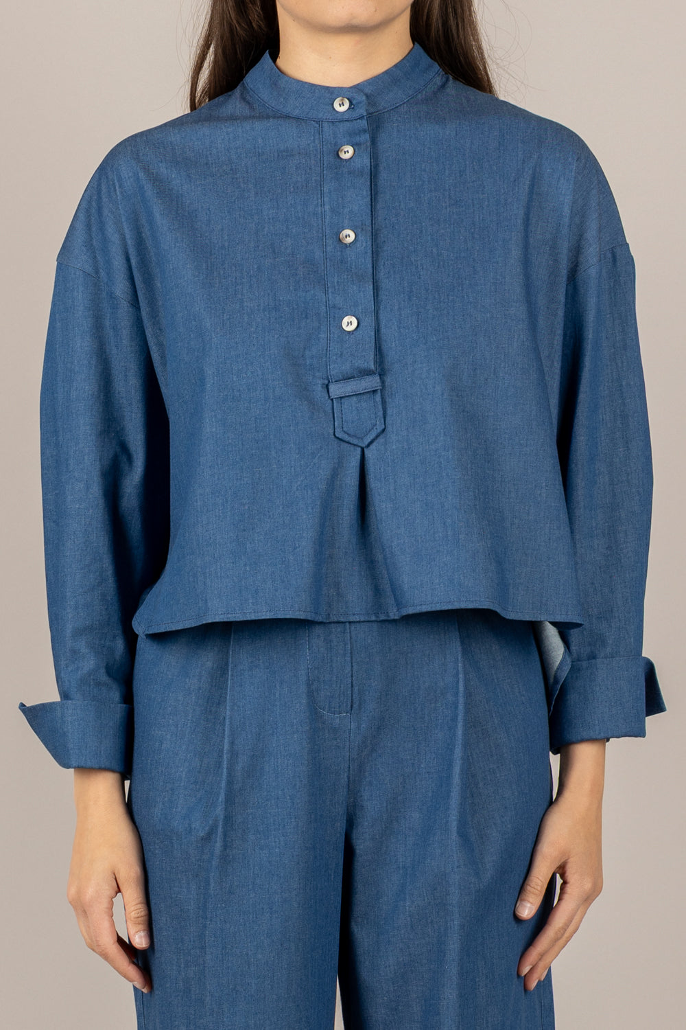 TENSIONE IN - 26C5037 - BLUSA CHAMBRAY BLU
