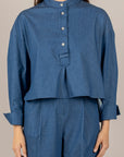 TENSIONE IN - 26C5037 - BLUSA CHAMBRAY BLU