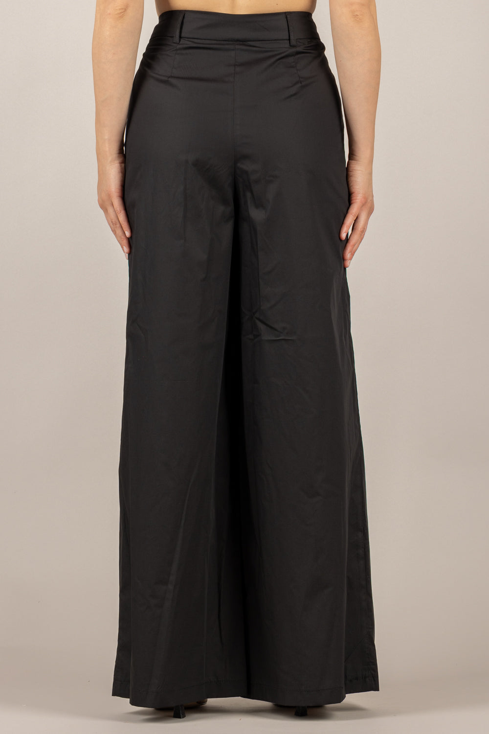 TENSIONE IN - 26P4835 - PANTALONE PALAZZO IN COTONE NERO