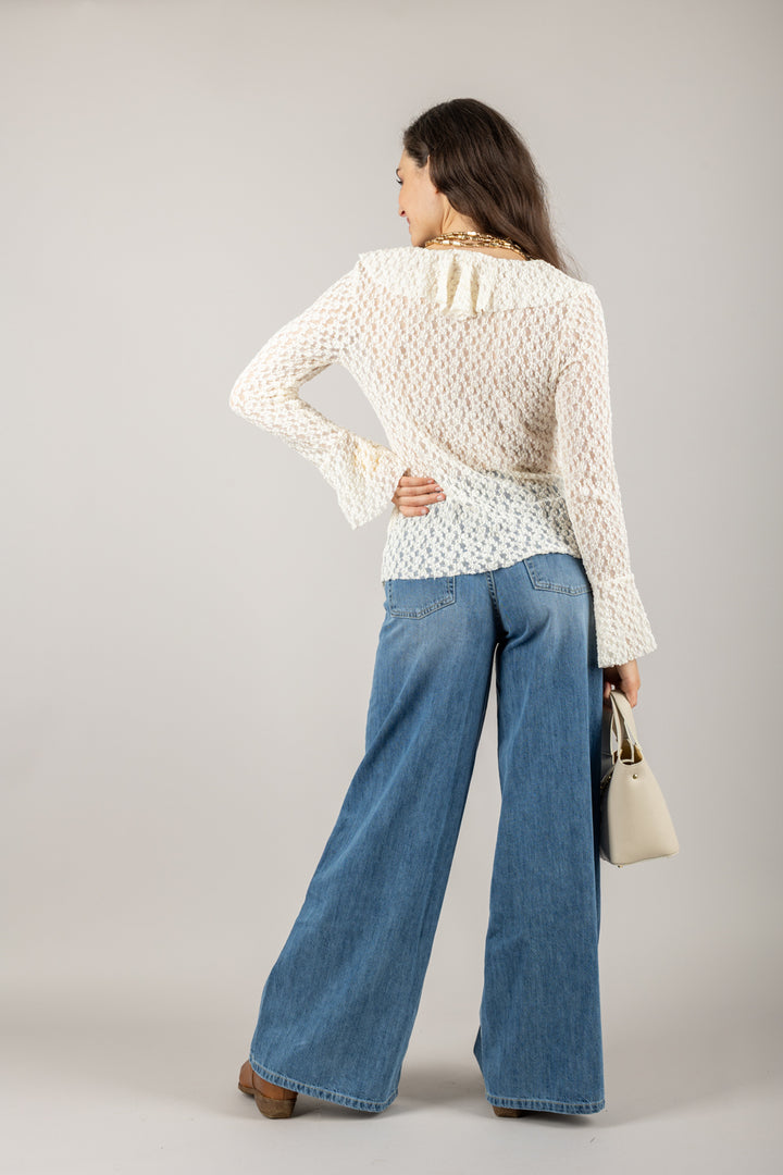 TENSIONE IN - KS1059 - CAMICIA PIZZO CON ROUCHES