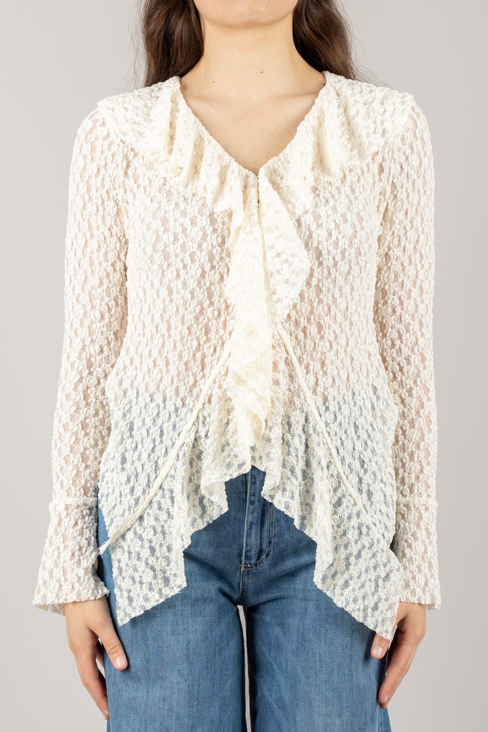 TENSIONE IN - KS1059 - CAMICIA PIZZO CON ROUCHES