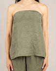 TENSIONE IN - YO1526 - SET TOP E PANTALONE IN CUPRO VERDE