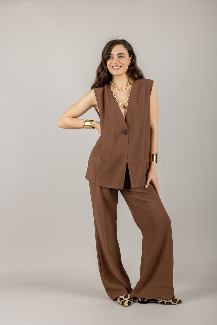 TENSIONE IN - 25P7454 - PANTALONE PALAZZO CON TASCHE