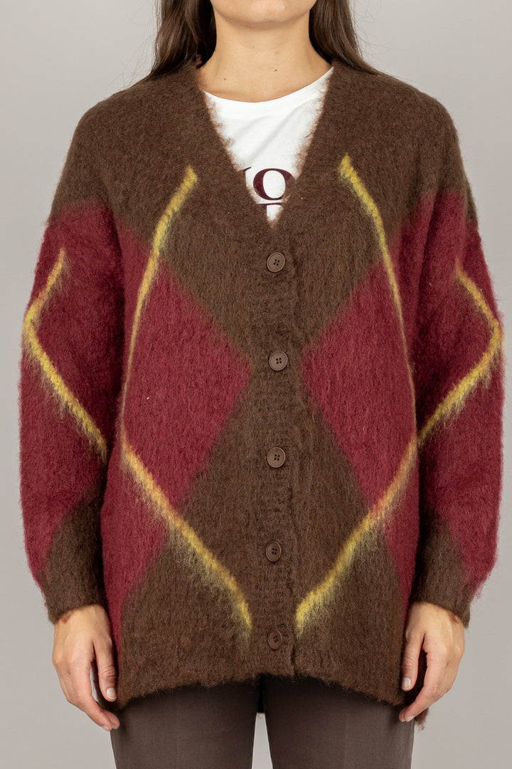 VICOLO - 55041F - CARDIGAN MOHAIR A ROMBI
