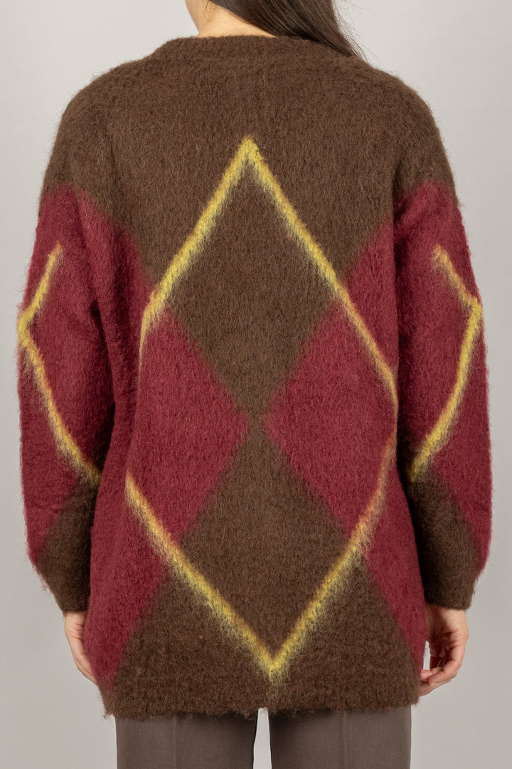 VICOLO - 55041F - CARDIGAN MOHAIR A ROMBI
