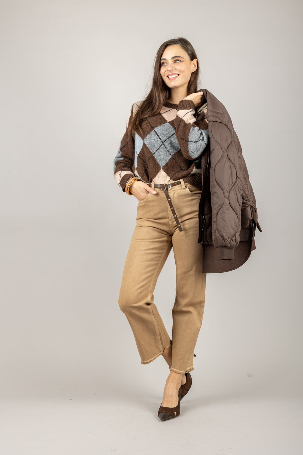 TENSIONE IN - W25P370 - PANTALONE GAMBA DRITTA CON CINTA