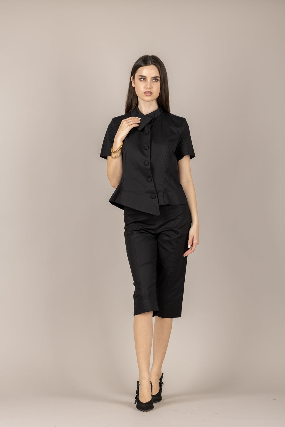 TENSIONE IN - 26P4811 - PANTALONE CAPRI NERO