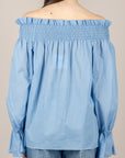 VICOLO - TAB2174 - BLUSA SCOLLO SHIFFER AZZURRO