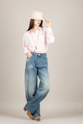 TENSIONE IN - 26C3732 - CAMICIA A RIGHE ROSA OVER