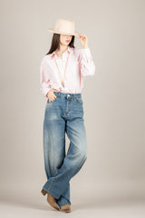 TENSIONE IN - 26C3732 - CAMICIA A RIGHE ROSA OVER