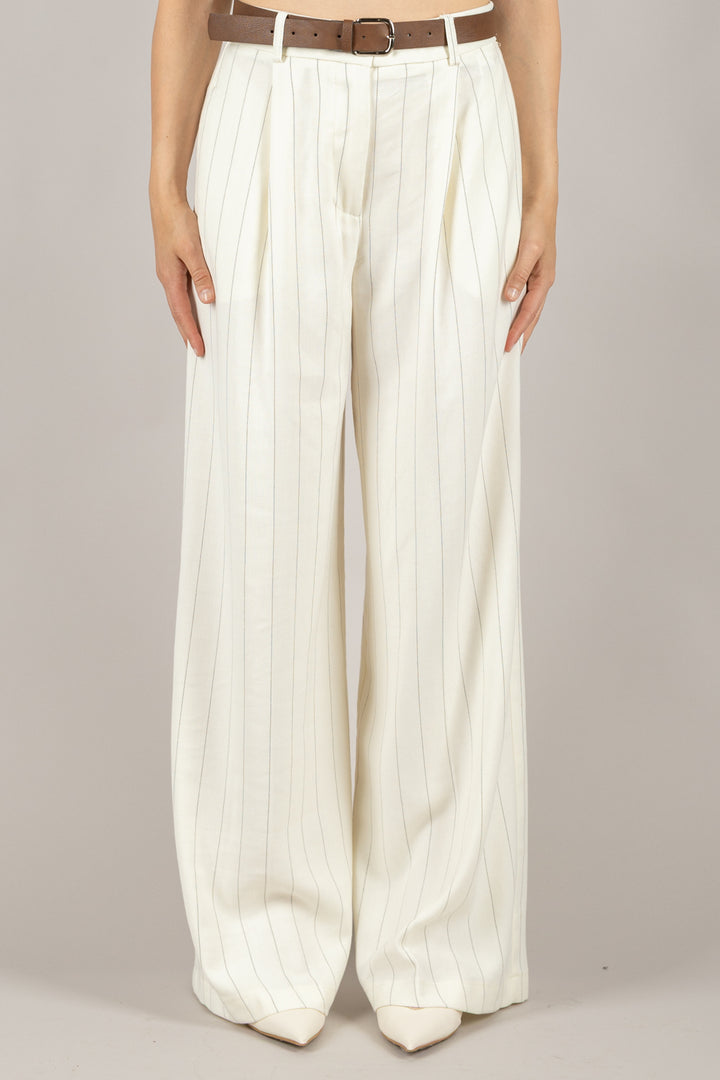 VICOLO - TD2349 - PANTALONE A PALAZZO GESSATO CON CINTA