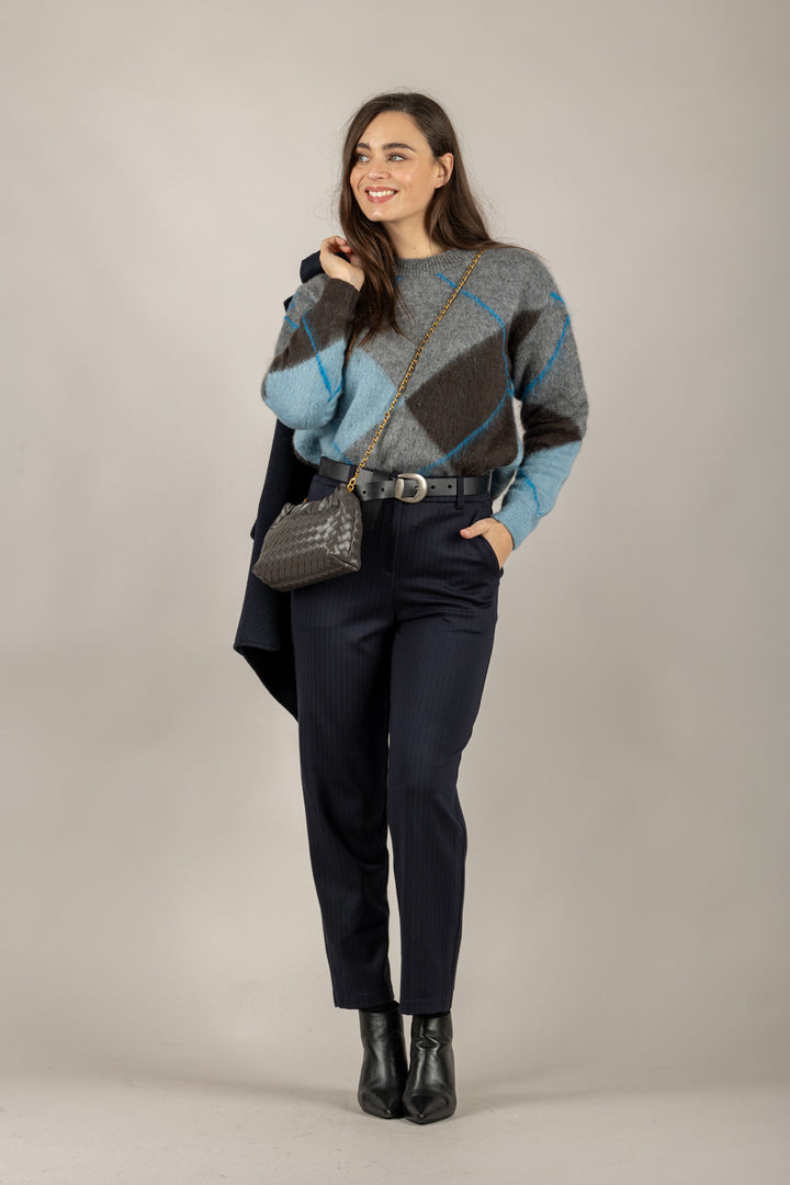 TENSIONE IN - D82028 - MAGLIA ROMBI GIROCOLLO