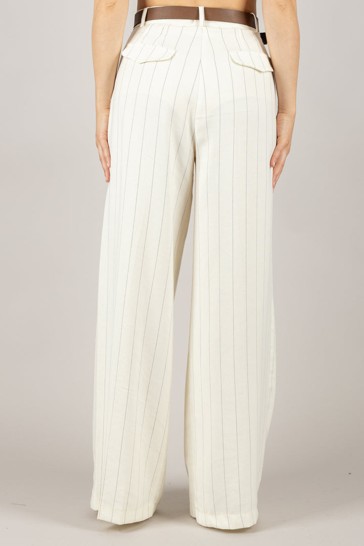VICOLO - TD2349 - PANTALONE A PALAZZO GESSATO CON CINTA