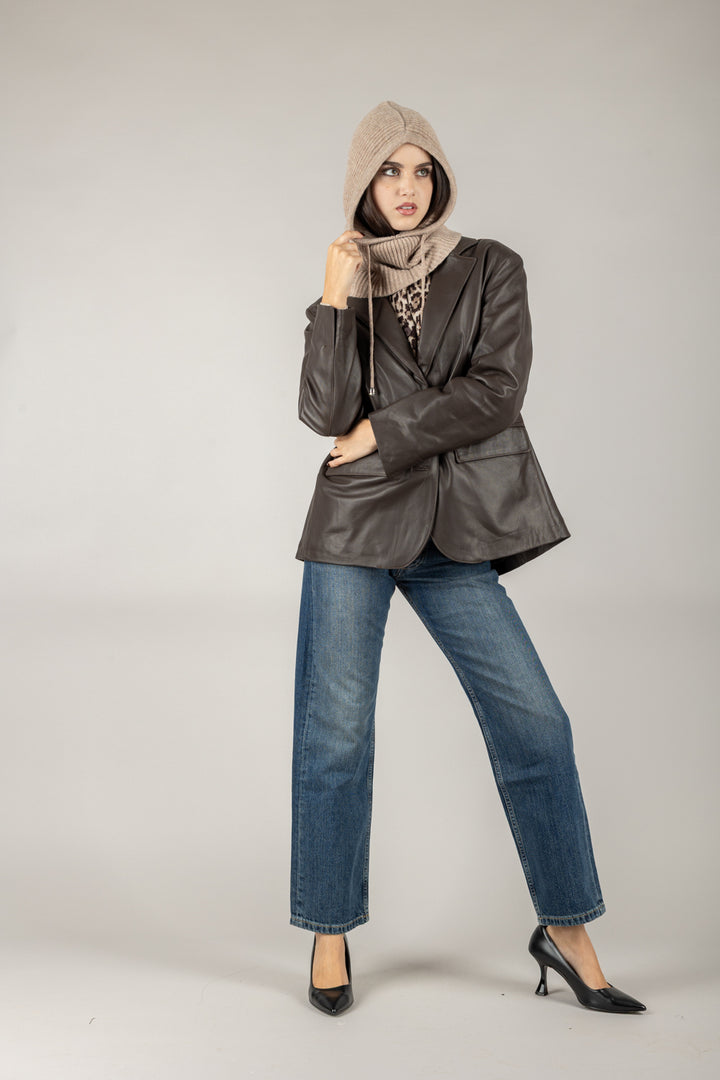 VICOLO - TF0271 - GIACCA LUNGA VERA PELLE