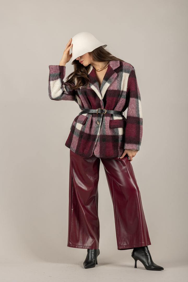 TENSIONE IN - 26P1429  - PANTALONE IN ECOPELLE CON ELASTICO IN VITA