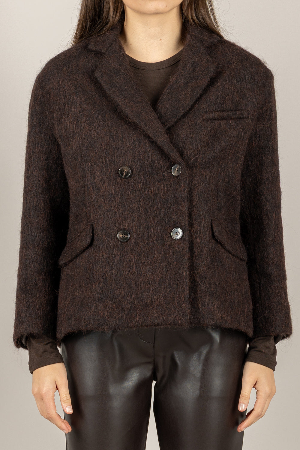 TENSIONE IN - 26B1566 - GIACCA CAPPOTTO DOPPIO PETTO CROP