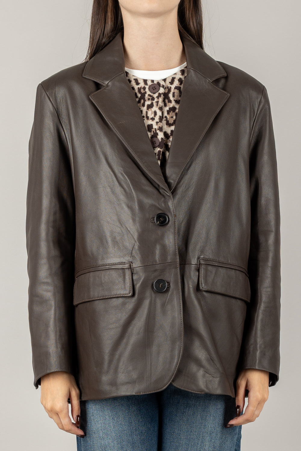 VICOLO - TF0271 - GIACCA LUNGA VERA PELLE